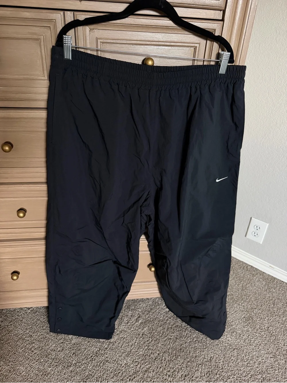 Nike Black Snap-Hem Joggers with White Swoosh